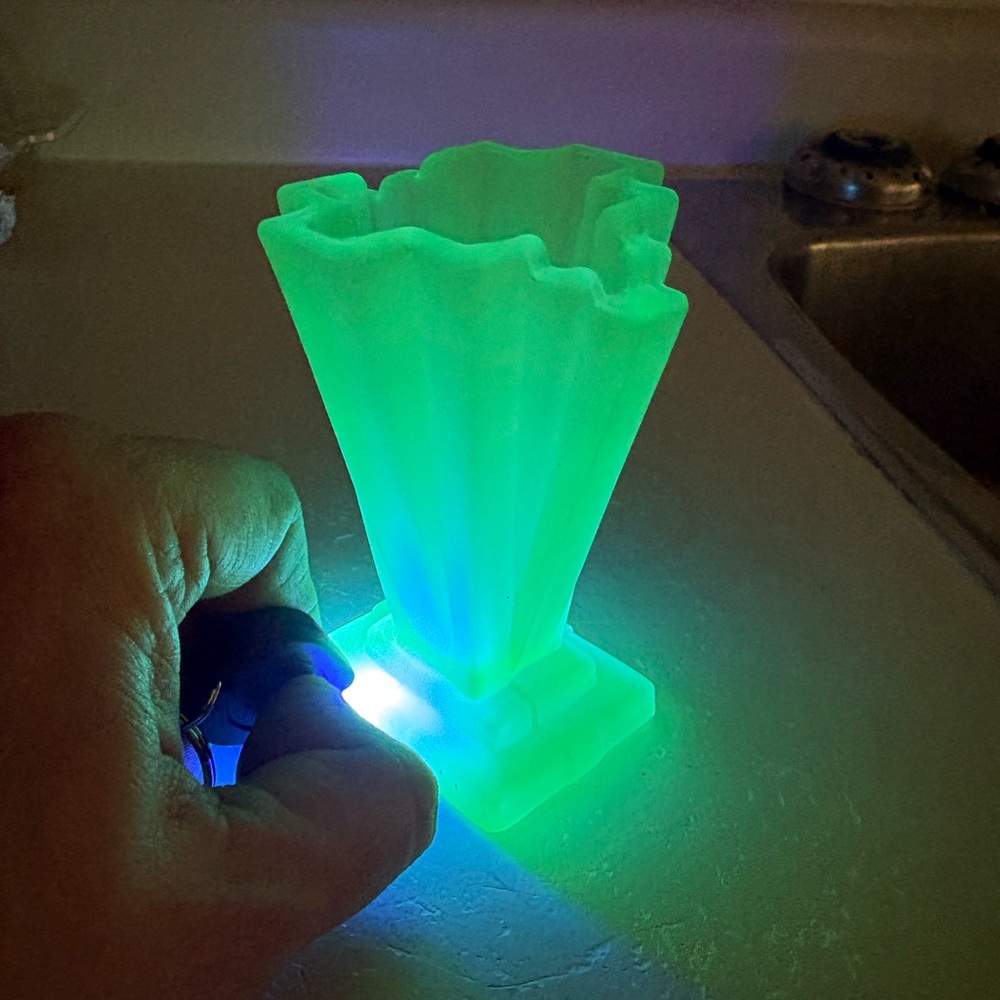 Vintage Uranium Glass Vase Frosted